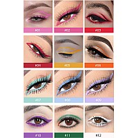 Colored Eyeliners Twist Up Pencil Set, 12 Colors Waterproof Neon Eye Liners for Women Matte Long Lasting Colorful Eyeliner Makeup Pencils Eyeshadow Kit, Eye Color Makeup Kit