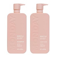 MONDAY HAIRCARE Gentle Shampoo + Conditioner Set (2 Pack) 30oz Each for Normal to Delicate Hair Types, Made from Coconut Oil, Rice Protein, & Vitamin E, 100% Recyclable Bottles