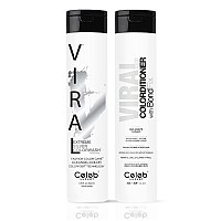 Celeb Luxury Viral Duo Color Depositing Colorwash Shampoo & Conditioner Set + Bondfix Bond Rebuilder, Semi Permanent Hair Color, Vegan Hair Dye, Extreme Silver
