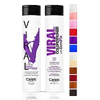 Celeb Luxury Viral Duo Color Depositing Colorwash Shampoo & Conditioner Set + Bondfix Bond Rebuilder, Semi Permanent Hair Color, Vegan Hair Dye, Purple