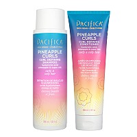 Pacifica Beauty Pineapple Curls Defining Shampoo + Pineapple Curls Defining Conditioner | Hyaluronic Acid | For Curly and Textured Hair | 100% Vegan & Cruelty Free | 2 Piece Set - Packaging May Vary