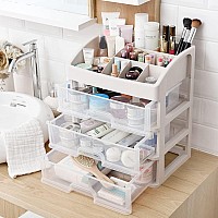 PTBSZCWY Makeup Organizer with 3 Drawers, Cosmetic Display Cases, Makeup Storage Box (3 Drawers)