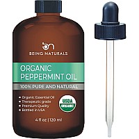 Organic Peppermint Essential Oil - Huge 4 FL OZ - 100% Pure & Natural - Premium Natural Oil with Glass Dropper (Peppermint Oil)