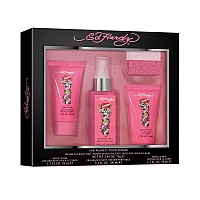 Women's Perfume Gift Set by Ed Hardy, 4 Pieces Include Fragrance Mist, Body Lotion, Body Wash, and Fragrant Bath Fizz