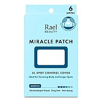 Rael Pimple Patches, Miracle XL Spot Control Cover - Hydrocolloid Acne Patches for Face, Zit and Blemish Spot, Back and Body, for All Skin Types, Vegan, Cruelty Free (6 Count)