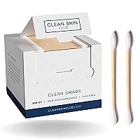 Clean Skin Club Clean Swabs 6 Pack Total 3000 Count One Pointed Tip Biodegradable Organic Cotton Bamboo Makeup Nail Polish Touch-Ups Chlorine-Free Hypoallergenic