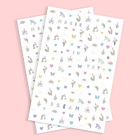 xo, Fetti Kids Unicorn Nail Stickers - 524 Decals | Birthday Girl Party Favors, DIY Home Activity, Gift, Cute Nail Transfer, Rainbow, Butterfly, Easter Basket