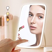 Makeup Mirror Touch Screen Vanity Mirror with Lights, Portable Makeup Mirrors LED Brightness Adjustable Mirror USB Rechargeable Cosmetic Mirror