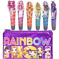 Townley Girl Rainbow High 7 Pcs Makeup Set with 6 Flavored and Swirled Lip Glosses & Bonus Bag for Girls Ages 6+ Perfect for Parties, Sleepovers and Makeovers