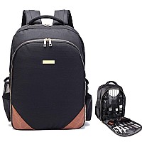 MAXPAND Travel Bag for Clippers and Supplies Hairstylist Backpack for Tools Barber Clipper Bag for Hairdresser with PU(with Brown PU), 19 inches
