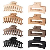 Wekin Large Hair Claw Clips, 8 Pack 4.3 Hair Clips for Women & Girls, Strong Hold Matte Claw Hair Clips for Women Thick Hair & Thin Hair, 90's Vintage Jaw Clips (Cream, Beige, Dark Brown, Black)