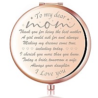 z-crange Thank You for Being The Best Mother Rose Gold Compact Mirror for Mother of The Bride,Unique Mother's Day Birthday Wedding Keepsake Gift for Mother of The Bride from Daughter