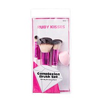 Ruby Kisses Makeup Brushes Travel Size Complexion Brush Set, Powder, Angled Buffer, Blending, Concealer Brush and Blending Sponge, Travel Friendly 5 PCS Set