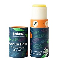 EmBeba Rescue Balm, Natural Roll On Lip Balm and Hand Moisturizer for Dry Skin, Face, Lips, and Hands, Compact & Travel Friendly Skin Care Solution for Dry, Chapped, Irritated Skin, 0.23 oz, 1 Pack