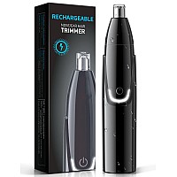 ZORAMI Rechargeable Ear and Nose Hair Trimmer - 2022 Professional Painless Eyebrow & Facial Hair Trimmer for Men Women, Powerful Motor and Dual-Edge Blades for Smoother Cutting Black