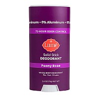 Lume Solid Deodorant Stick - Whole Body Deodorant - Aluminum-Free, Baking Soda-Free, Hypoallergenic, Safe For Sensitive Skin - 2.6 Ounce Solid Stick (Peony Rose)