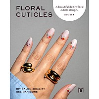 ManiMe Gel Nail Wraps (Floral Cuticles) | Fully Cured Gel Polish Nail Strips | Long Lasting at-Home Salon-Quality Manicure | No UV Lamp Required | 18pc Set, Includes Nail File, Prep Pad, Mani Stick