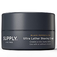 SUPPLY - Ultra Lather Shaving Cream - White Birch & Sage - Lathering, Mens Shaving Cream - Hypoallergenic, Naturally Soothing, Noncomedogenic - Protects Against Razor Burn and Irritation - 3.4 Oz Jar