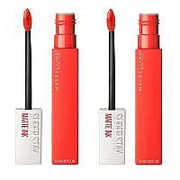 Pack Of 2 Maybelline New York Superstay Matte Ink Liquid Lipstick, Heroine  25
