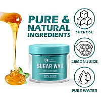 Sugar Wax Kit - Medium All Purpose Sugar Waxing Kit for Women - Organic Hair Removal - 10.6 oz Includes Applicators & Strips, Long Lasting, Gentle & Washable Sugaring Hair Removal, Home Waxing Kit - for Bikini, Legs, Eyebrows, Body