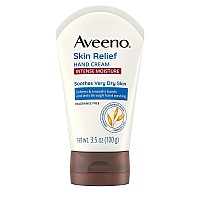 Aveeno Skin Relief Intense Moisture Hand cream with Soothing Prebiotic Oat for Dry Skin, Sensitive Skin cream Softens & Smooths Hands & Lasts Through Hand Washing, Fragrance-Free, 35 oz