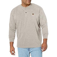 Wrangler Mens Long Sleeve Henley, Oatmeal Heather, 4X