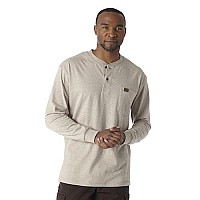 Wrangler Mens Long Sleeve Henley, Oatmeal Heather, 4X