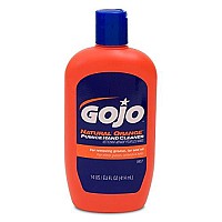 Gojo Natural* Orange Pumice Hand Cleaner, 14 Fl Oz Quick-Acting Lotion Cleaner Squeeze Bottle (0957-12)