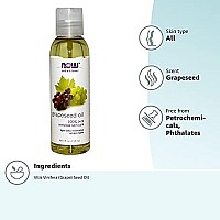 NOW Solutions, Grapeseed Oil, Skin Care for Sensitive Skin, Light Silky Moisturizer for All Skin Types, 4-Ounce