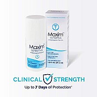 Maxim Sensitive Clinical Strength Antiperspirant for Women and Men. Blocks Sweat up to 7 days per application. Effective Clinical Antiperspirant for Sweat & Odor, Maxim Antiperspirant Roll-On, 1 Pack, 1 Fl Oz, Sensitive