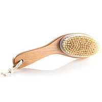 100% Natural Boar Bristle Body Brush with Contoured Wooden Handle by TOUCH ME