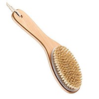 100% Natural Boar Bristle Body Brush with Contoured Wooden Handle by TOUCH ME