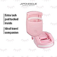 JAPONESQUE Travel Eyelash Curler, Pink - Plastic Eyelash Curlers For Travel Makeup - Comes With Bonus Replacement Lash Pad - 1 Pack