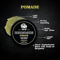 Trendstarter - Classic Pomade (4 Ounce) - Light Hold High Shine Water Based Pomade W All-Day Smooth Wet Look Finish - Non-Crispy Formula - Premium Hair Styling Products - Free Samples Included - Launched Spring 2022