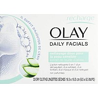 Olay Daily Facials Gentle Clean 5-in-1 Water Activated Cloths with Vitamin E for Younger Looking Skin, 33 Ea (Pack of 2)