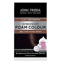 John Frieda Precision Foam Color, Dark Natural Brown 4N, Full-Coverage Hair Color Kit, With Thick Foam For Deep Color Saturation, Stocking Stuffer