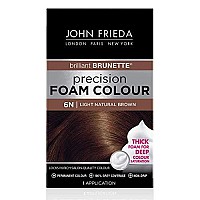 John Frieda Precision Foam Color, Light Natural Brown 6N, Full-Coverage Hair Color Kit, With Thick Foam For Deep Color Saturation, Stocking Stuffer