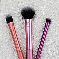 Real Techniques Travel Essentials Makeup Brush Kit, Makeup Brushes, Perfect For On The Go, Multicolored, Vegan Synthetic Makeup Brush Bristles, 4 Piece Set