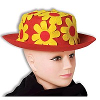 Red And Yellow Daisy clown Derby Hat Adult costume Accessory