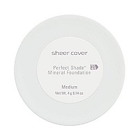 Sheer Cover Perfect Shade Mineral Foundation, Medium Shade, Patented Pigments, Trueshade Technology For Color Match, Contains Antioxidants And Botanicals, Free Foundation Brush, 4Gms