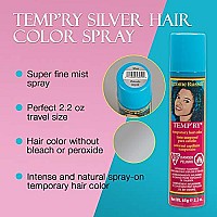 Jerome Russell Temporary Hair Color Spray, Silver - Intense Spray-On Temporary Hair Color, Fast-Drying, Non-Sticky, Travel Size Hair Dye for Instant Vivid Hair Color, 2.2 oz