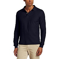 Lee Uniforms Mens Modern Fit Long Sleeve Polo, Navy, Medium