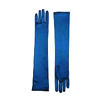 Long Light Blue Adult Female costume Satin Dress gloves One Size