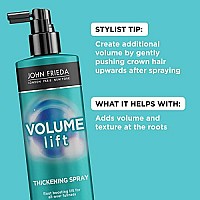 John Frieda Volume Lift Thickening Spray for Natural Fullness, 6 Ounces, Fine or Flat Hair Root Booster Spray with Air-Silk Technology, Stocking Stuffer