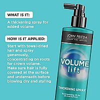 John Frieda Volume Lift Thickening Spray for Natural Fullness, 6 Ounces, Fine or Flat Hair Root Booster Spray with Air-Silk Technology, Stocking Stuffer