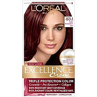 L'Oreal Paris Excellence Creme Permanent Triple Care Hair Color, 4RM Dark Mahogany Red, Gray Coverage For Up to 8 Weeks, All Hair Types, Pack of 1