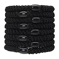 L. Erickson Grab & Go Ponytail Holders, Black, Set of Eight - Exceptionally Secure with Gentle Hold