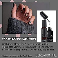 SensatioNail Base and Top Coat Gel Polish Refill Kit - Includes Gel Primer, Black, 0.37 Fl Oz