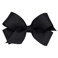 Wee Ones Baby Girls Mini Classic Grosgrain Hair Bow On A Weestay Clip Wplain Wrap Center - Black,One Size