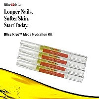 Bliss Kiss | Crisp Fragrance 4 Nail Oil Cuticle Pens w/Vitamin E & Jojoba?Nail Strengthener Nail Growth Treatment for Brittle Peeling Breaking Thin Nails